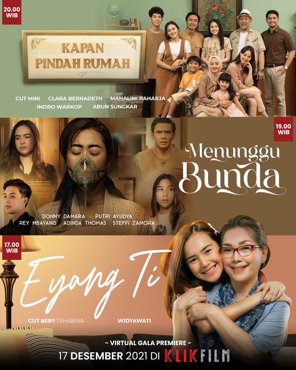 𝗔𝗸𝗵𝗶𝗿 𝗧𝗮𝗵𝘂𝗻 𝗽𝗲𝗻𝘂𝗵 𝗰𝗲𝗿𝗶𝘁𝗮, 𝗦𝗲𝗴𝗲𝗿𝗮 𝗧𝗮𝘆𝗮𝗻𝗴 𝗙𝗶𝗹𝗺 𝗕𝗮𝗿𝘂 𝗢𝗿𝗶𝗴𝗶𝗻𝗮𝗹 𝗞𝗹𝗶𝗸𝗙𝗶𝗹𝗺.

📌𝘔𝘦𝘯𝘶𝘯𝘨𝘨𝘶 𝘉𝘶𝘯𝘥𝘢
📌𝘌𝘺𝘢𝘯𝘨 𝘛𝘪
📌𝘒𝘢𝘱𝘢𝘯 𝘗𝘪𝘯𝘥𝘢𝘩 𝘙𝘶𝘮𝘢𝘩

𝟭𝟳 𝗗𝗲𝘀𝗲𝗺𝗯𝗲𝗿 𝟮𝟬𝟮𝟭 𝗛𝗮𝗻𝘆𝗮 𝗱𝗶 𝗞𝗹𝗶𝗸𝗙𝗶𝗹𝗺