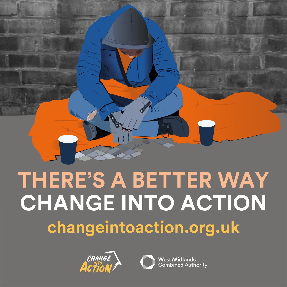 Changein2Action's tweet photo. Want to help someone sleeping rough in the West Midlands? Donate to Change into Action.
