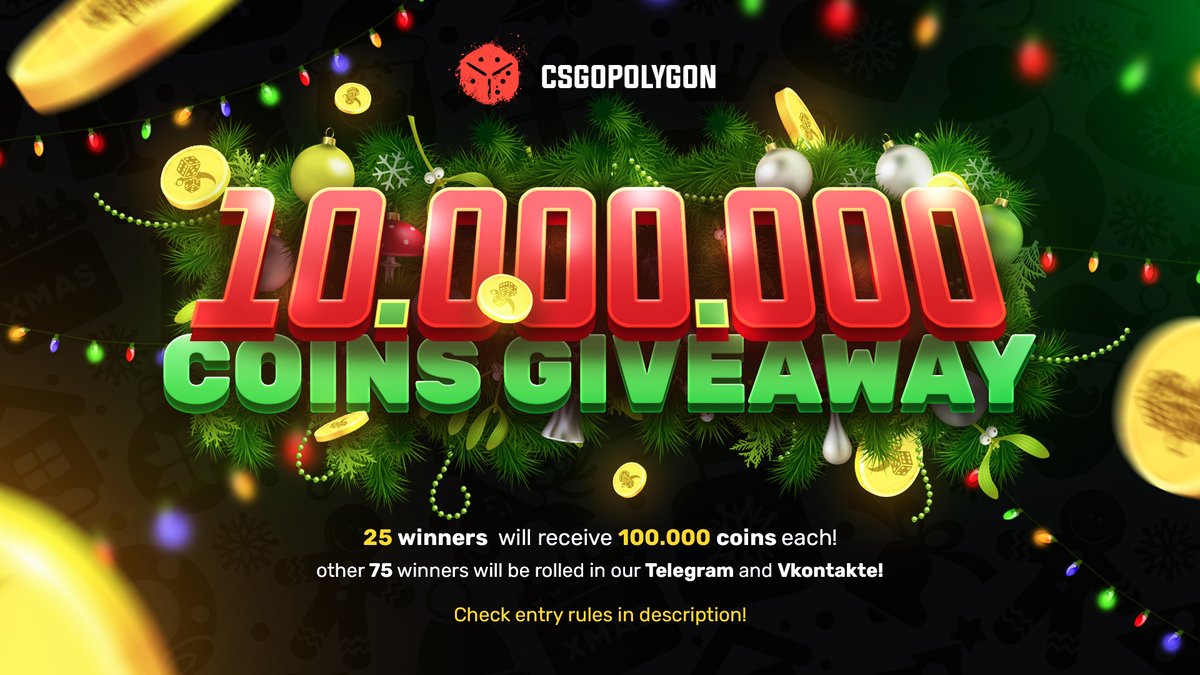 10.000.000 COINS GIVEWAY!🎅

We are giving away 10 million coins to 100 people! 100k each. 25 winners picked on twitter and 75 on vk&amp;telegram.🤶

To enter:
☑️Have at least 1 crypto deposit in the past year
☑️Retweet
☑️Follow
☑️Comment with your UID

Ends on 31st of December🎄