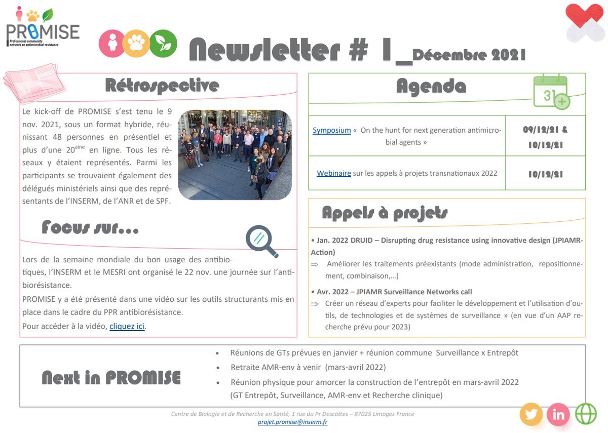 Newsletter PROMISE de décembre 2021
#AMR #PROMISE <a href="/Inserm/">Inserm</a>