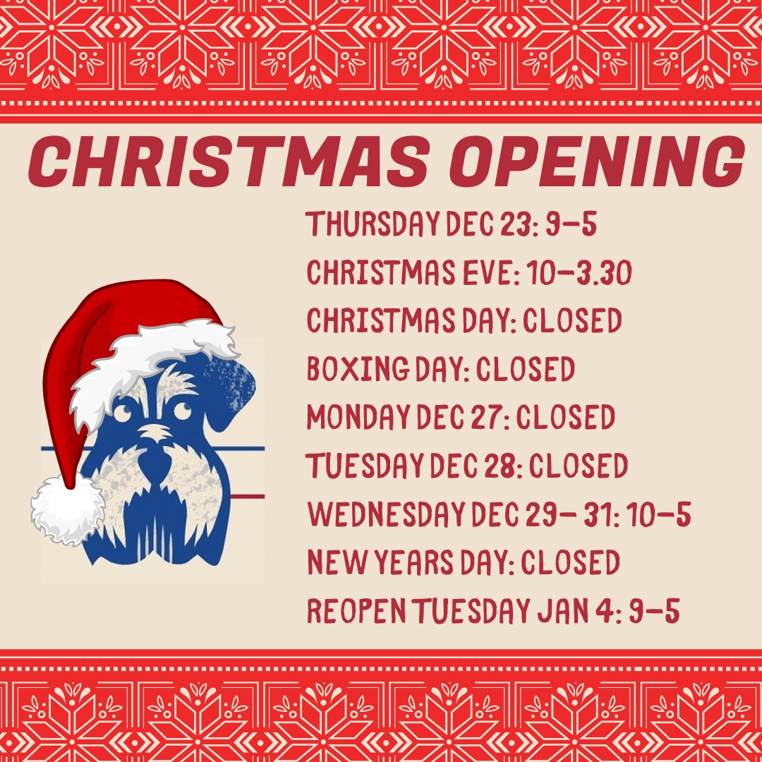 Merry Christmas tweeters, here's our holiday opening times for this year.
