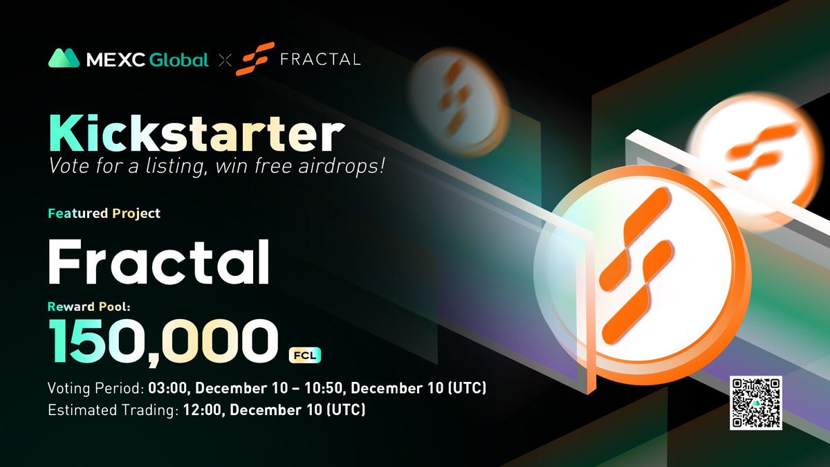 MEXC's tweet photo. Presenting the new #Kickstarter session with $FCL @fractalprtcl.

🗳 Vote with $MX to get $FCL listed and share 150,000 $FCL
⏰ Period: 03:00 - 10:50 Dec 10 (UTC)
📈 Estimated trading: 12:00 Dec 10 (UTC)

Details: https://t.co/wkTdkoCN1o

#fractalprtcl #MEXCGlobal #DeFi https://t.co/0qxMFmCzkG