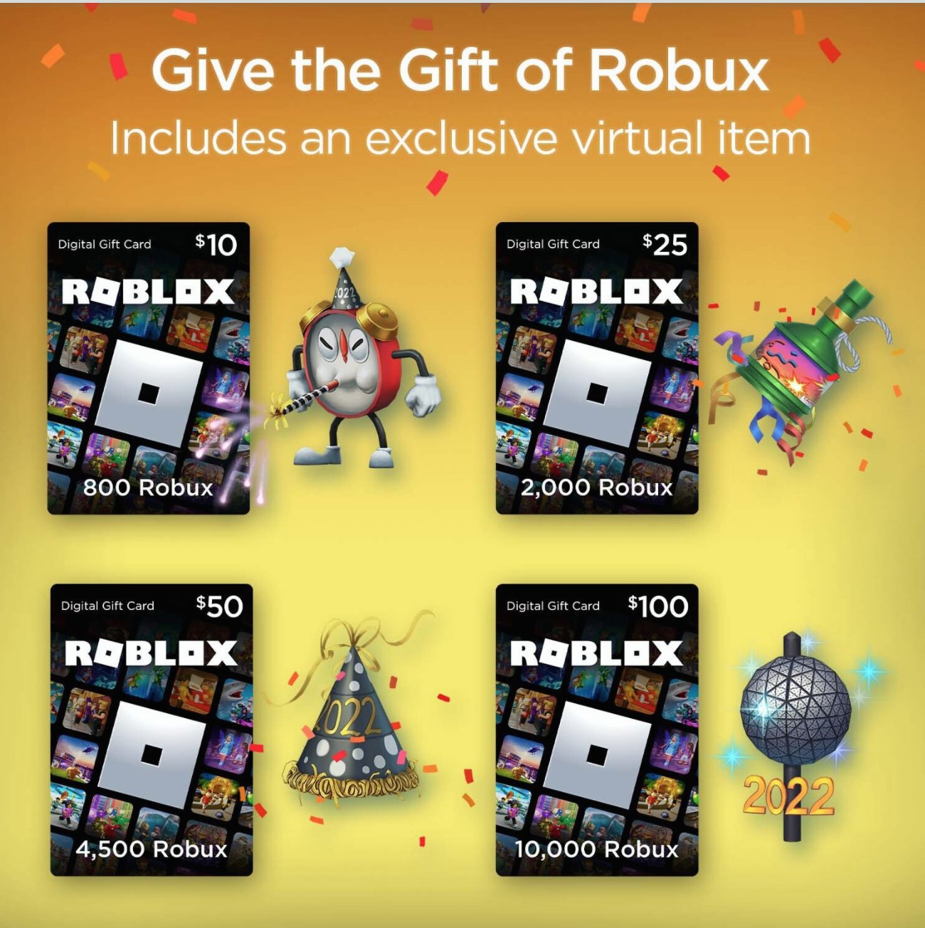 Robux 100 / 800 / 2000 Robux Gift Card Code