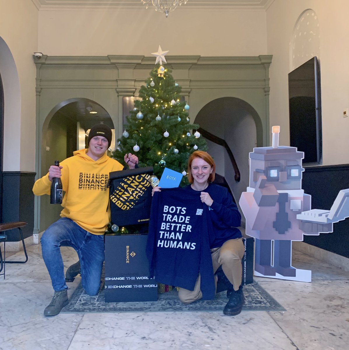 TheBOTSapp's tweet photo. Thank you so much for the #binance package @binance and @cz_binance! A BOTS package is coming your way as well! #battleofthemerch https://t.co/R8Ii9gArPh