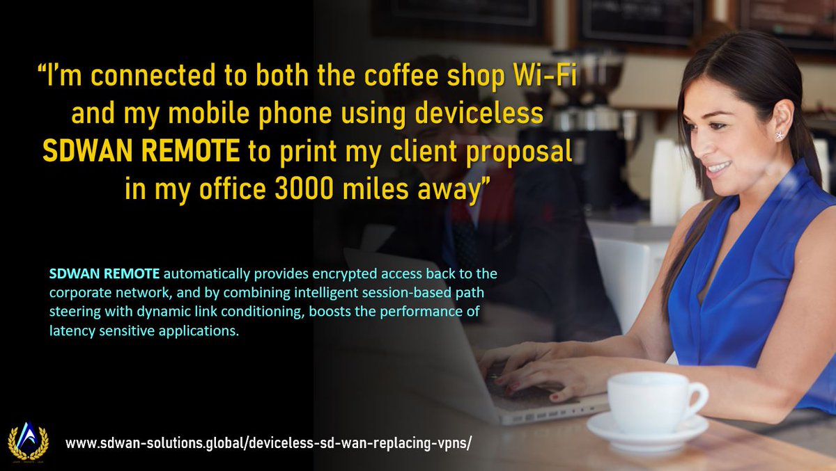 Deviceless #sdwan from <a href="/SdwanSolutions/">Sdwan Solutions</a>  #WorkFromAnywhere even from a #Coffee shop - Stay connected to your office wherever you are with intelligent #sdwanremote sdwan-solutions.global/solutions/sdwa…
#remotework #wfh #homeworking #vpn #Productivity #itmanagers #ITStrategy #worksmarter