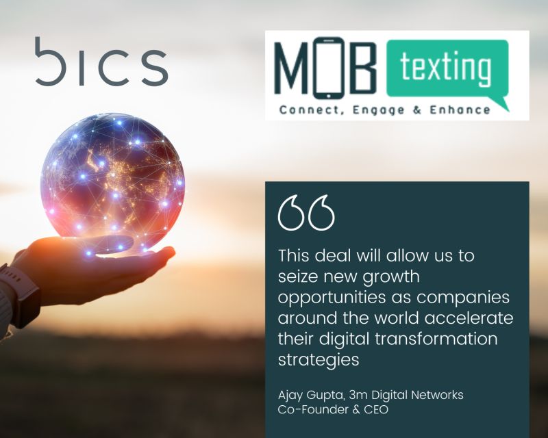 mobtexting's tweet photo. Today we announce our agreement with international communications enabler, BICS Group, to acquire MOBtexting and together address the needs of global enterprises in their digitalization journeys.
Read the full press release https://t.co/UTcHVZHuhq
#mobtexting #bics #acquisition https://t.co/vFkCo63M5v
