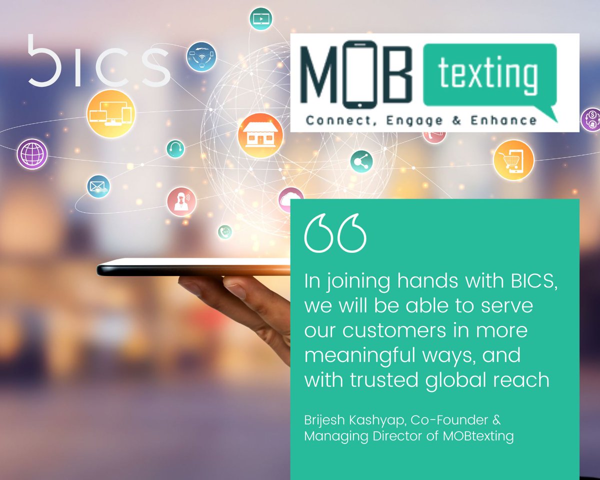 mobtexting's tweet photo. Today we announce our agreement with international communications enabler, BICS Group, to acquire MOBtexting and together address the needs of global enterprises in their digitalization journeys.
Read the full press release https://t.co/UTcHVZHuhq
#mobtexting #bics #acquisition https://t.co/vFkCo63M5v
