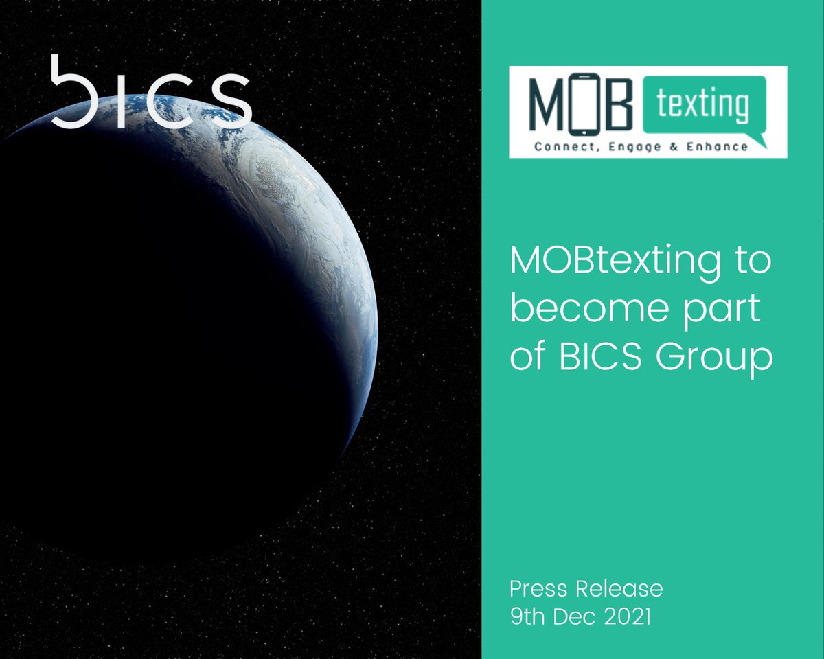 mobtexting's tweet photo. Today we announce our agreement with international communications enabler, BICS Group, to acquire MOBtexting and together address the needs of global enterprises in their digitalization journeys.
Read the full press release https://t.co/UTcHVZHuhq
#mobtexting #bics #acquisition https://t.co/vFkCo63M5v