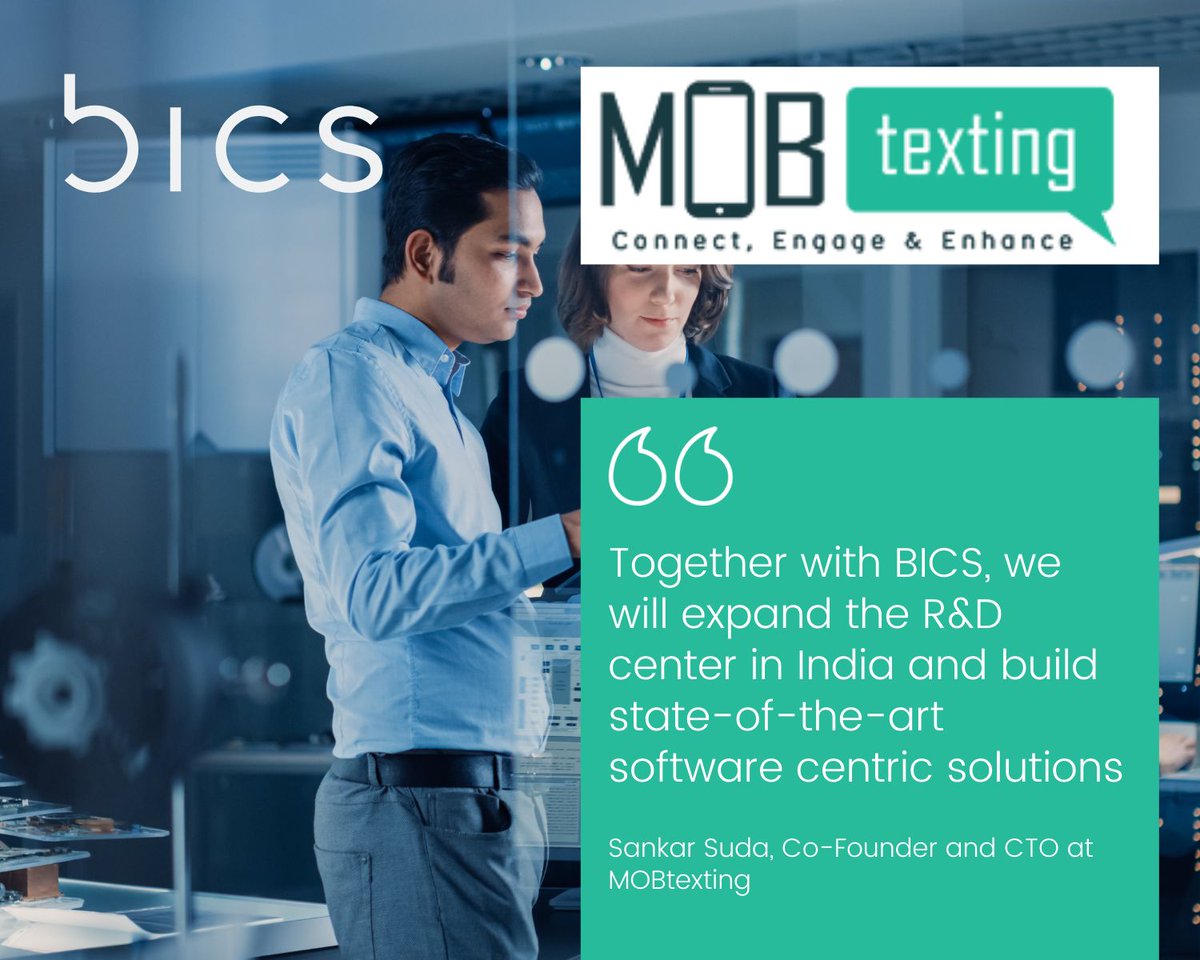 mobtexting's tweet photo. Today we announce our agreement with international communications enabler, BICS Group, to acquire MOBtexting and together address the needs of global enterprises in their digitalization journeys.
Read the full press release https://t.co/UTcHVZHuhq
#mobtexting #bics #acquisition https://t.co/vFkCo63M5v