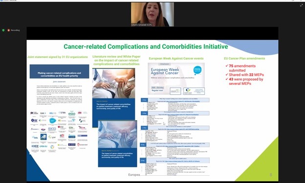 united4cancer's tweet photo. 🔵@GirvalakiCharis presented on the need for political actions around cancer-related complications and co-morbidities to improve the treatment and quality of life of cancer patients @MEPHeartGroup @ChallengeCAN  #EU4Health 
#EUCancerPlan #EUPharmaStrategy #HorizonEurope
#BeatCVD https://t.co/4WRZ7CMRSv