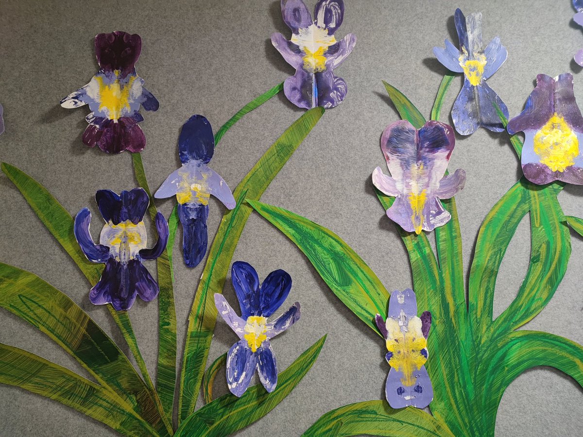 Throughout our inquiry into Van Gogh, we've covered a wide range of elements, materials and techniques in G1. Here, we explored symmetry whilst recreating Van Gogh's Irises. They are such a cheerful addition to the entryway to the primary art room! #cognitaway #stamfordhk