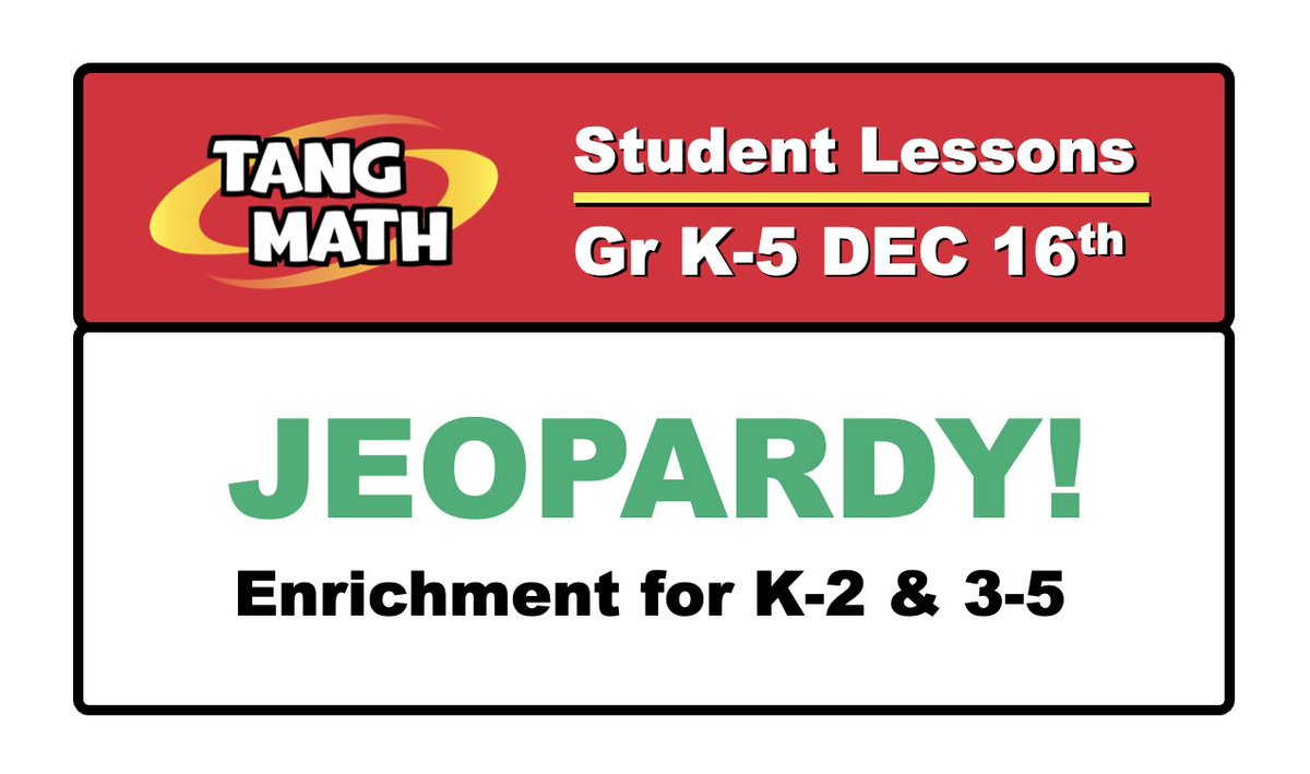 Join us for a friendly game of Kids vs Adults as we play Tangy Math Jeopardy on Thankful Thursday, Dec 16th!

P.S. I'm inviting my Mom so I can play on the Kids Team!

TangMath.com/UP
