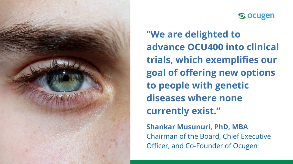 #BREAKING: We’re pleased to announce the @FDA has accepted our Investigational New Drug (IND) Application to initiate a phase 1/2 #clinicaltrial for a #genetherapy candidate to treat inherited #retinaldegeneration. Learn more: bit.ly/3y8gpIi #retinitispigmentosa