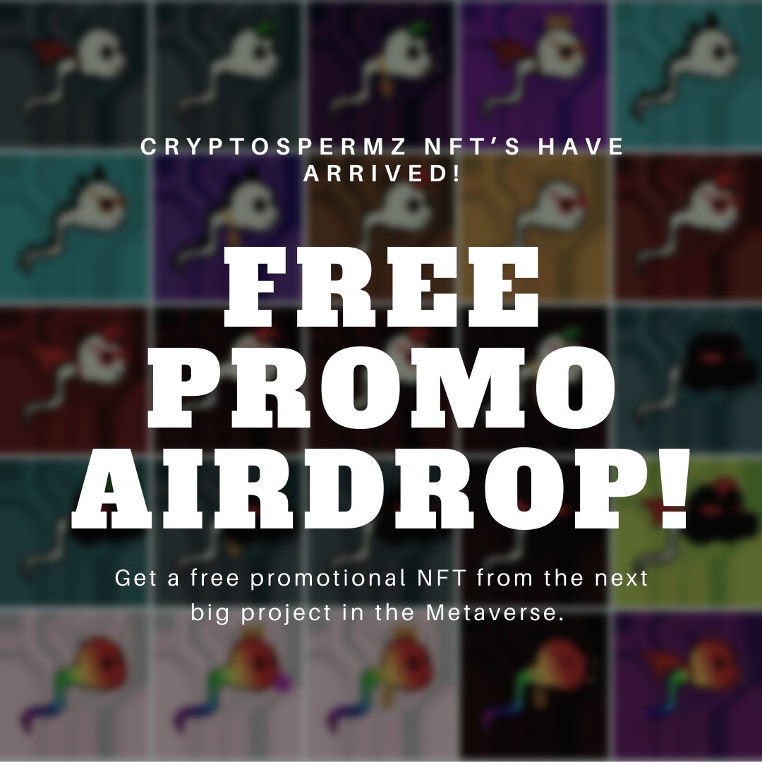 CryptoSpermz's tweet image. GET A FREE PROMO #AIRDROP FROM @CryptoSpermz ! 🔥

-Like this post ❤️
-Follow &amp;amp; RT
-Comment your $ETH address

CryptoSpermz is a growing 1/1 unique pixel art #NFT collection on the #Polygon blockchain, comes also with a play-to-earn mechanism. #playtoearn #p2e #freenft #giveaway