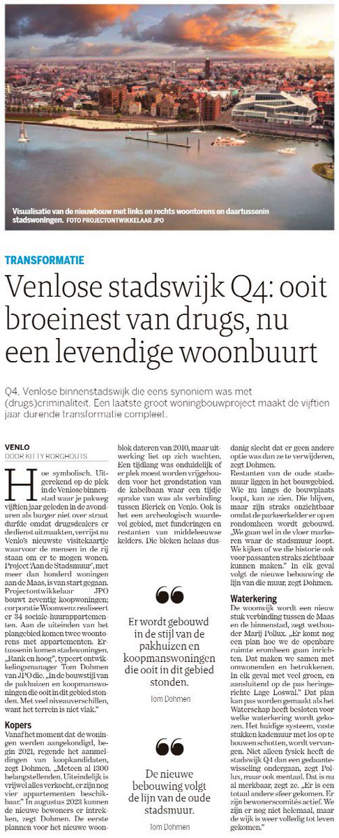 Venlose stadswijk Q4: ooit broeinest van drugs, nu een levendige woonbuurt! JPO heeft een veelzijdig en uniek plan met 25 stadswoningen en 45 appartementen ontwikkeld. De parel aan de Maaskade Venlo ‘AAN DE STADSMUUR’!
Trots op de samenwerking tussen #JPO en <a href="/JongenBouw/">Jongen</a>!