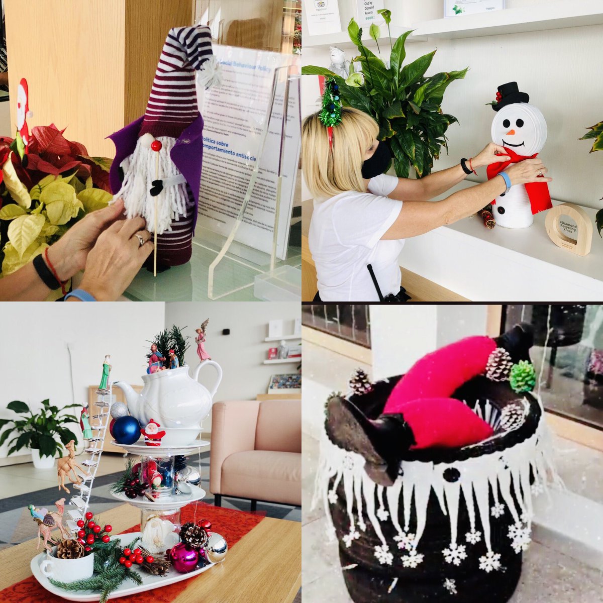 These are our great #recycled Christmas decorations at @sunsetbayclub our colleague @MariaLucaSnche1 has some great ideas thank you, they are amazing 🎅🏼#oneteam  #diamondresorts #diamondgogreen #recycling @CristinaglezRM @Thais_SBC @JanosSBC @NachoSBC