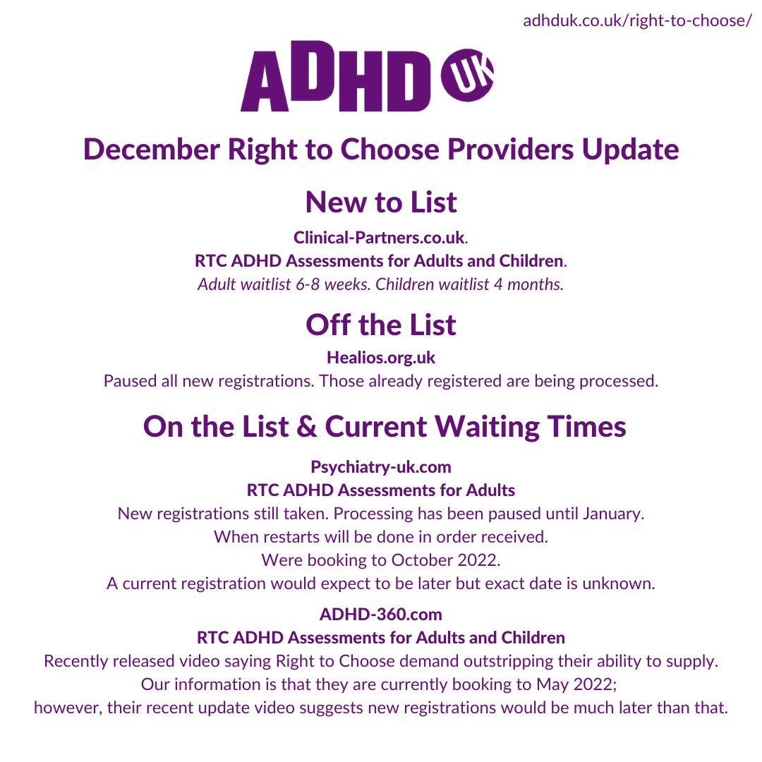 Adhd uk on twitter we ve identified a new right to choose provider