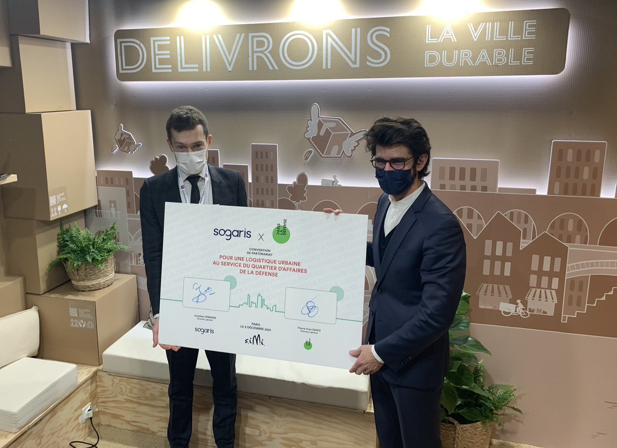 👏 Sogaris et <a href="/ParisLaDefense/">Paris La Défense</a> vont développer ensemble des solutions de #LogistiqueUrbaine au service du quartier d’affaires !

✍️ Signature d’un partenariat visant à reconvertir d’anciens parkings devenus surdimensionnés en espaces dédiés aux livraisons du #dernierkilometre.