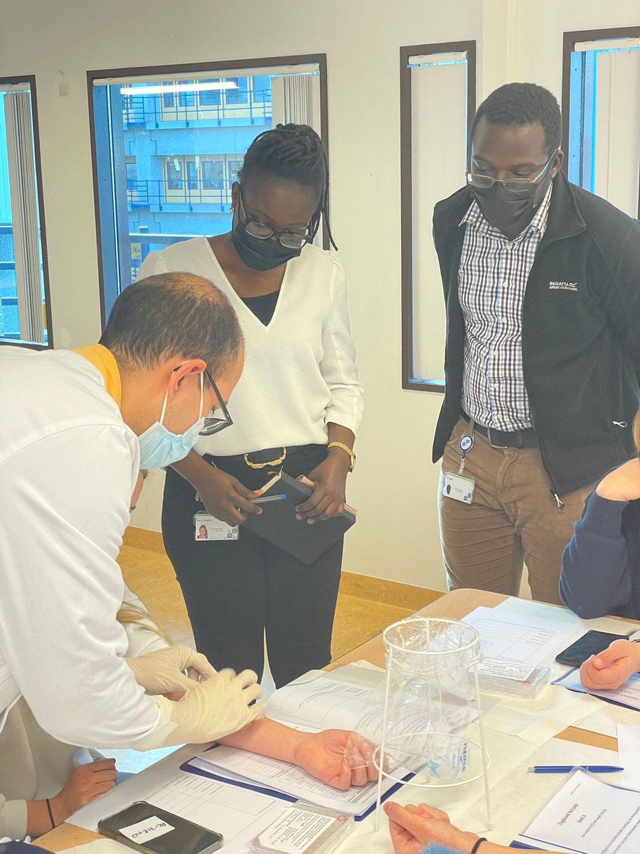 SChiug's tweet photo. Our team members Dr.@Egesa_Moses and @EmmanuellaPesh observing controlled human infection using Schistosoma mansoni cercariae in Leiden. https://t.co/U8R8winH4E