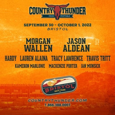 Country Thunder Roaring Back to Bristol Motor Speedway in 2022: Superstar Jason Aldean Joins Showstopper Morgan Wallen as Headliners: Country Thunder Bristol will double your pleasure and double your fun with an epic two-day extravaganza at historic… https://t.co/FArMKoXa2z https://t.co/5FBgrEH594