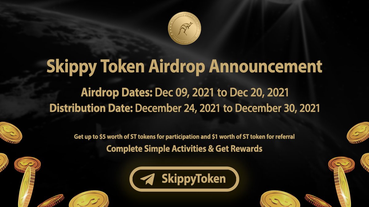 🔥#SkippyToken's #Airdrop Campaign is LIVE now🔥
 
💰Reward Pool: $16,000 worth of #ST tokens. 
 
1️⃣Do 5 tasks 
2️⃣Get $5 worth of ST tokens 
3️⃣Refer more to earn more 
 
🚀Airdrop Link: t.me/SkippyTokenAir… 
🗒Rules: reddit.com/r/SkippyToken_… 
 
Good Luck guys!