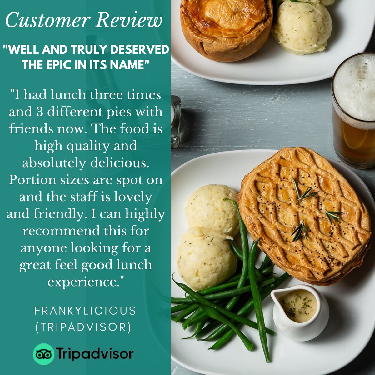 We are forever grateful to everyone who takes the time to leave us nice reviews and kind words! Let us know how your Epic Pies experience went by leaving us a Google or TripAdvisor review. 😊
#epicpies #pies #pieshop #centrallondon #lunchtime #reviews #reviewtime #customerreview