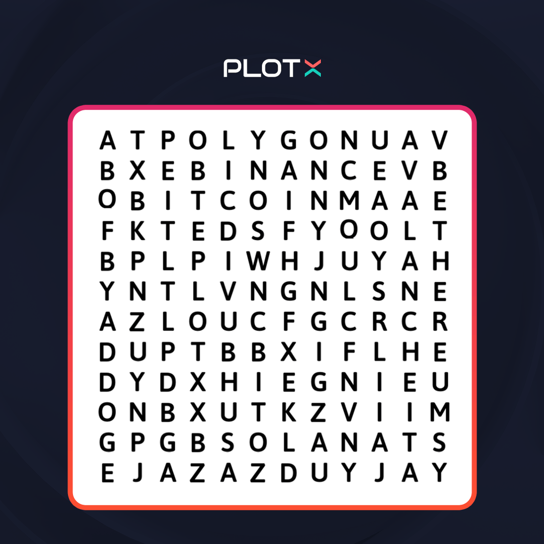 TryPlotX's tweet photo. 🎯PlotX Puzzle🎯

Win from a reward pool of 1000 $PLOT!

Can you spot all the #cryptocurrencies in this word search puzzle?

Here's what you need to do:
✅RT this Tweet
✅ Fill in this form with your answers: https://t.co/GCdKJnOeSy
✅Reply 'done' after filling the form

#Crypto https://t.co/lLgR7LP067