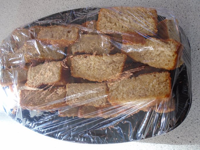 A batch of golden delicious Banana cakes waiting for the cast of Moana Jr. to savour to help maintain their brilliant performance.  Thanks again to our colleagues from <a href="/waitrose/">Waitrose & Partners</a>  West Byfleet for their continued generosity. #ProudOfBDB <a href="/welovewoking/">We Love Woking</a> #moanajr #communitymatters