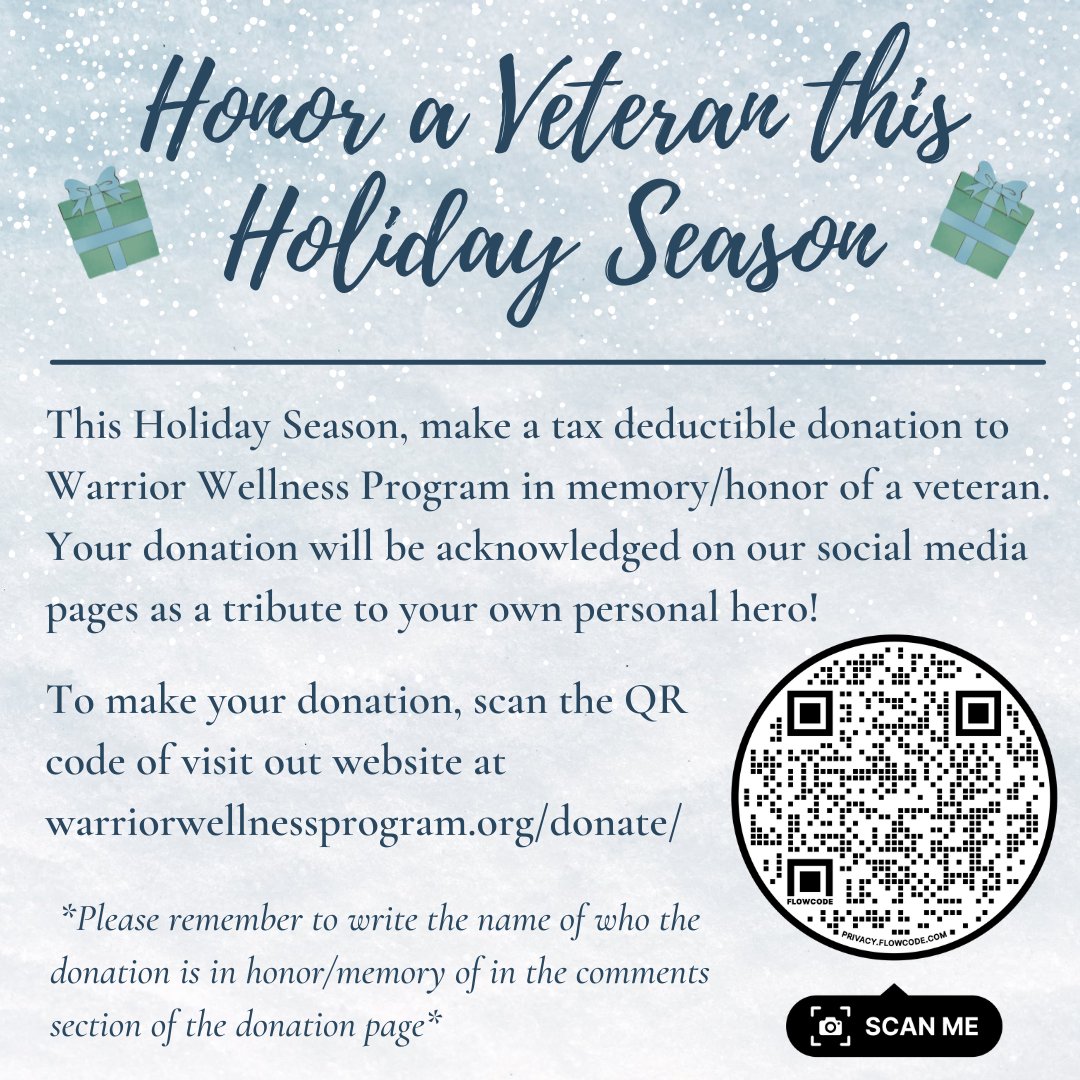 warrior_well's tweet photo. This Holiday Season, make a special tribute to your own personal hero with a donation to Warrior Wellness Program! #SupportLocal https://t.co/7xnAOUQVmf