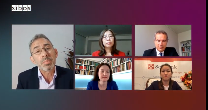 Sibos's tweet photo. A #Sibos 2021 expert panel discuss trade #finance gaps and shocks -  featuring leaders from @ADB_HQ, @WTO, @JPMorgan &amp; SeABank! https://t.co/Jo5pdIEGGE https://t.co/N09IV5myk5