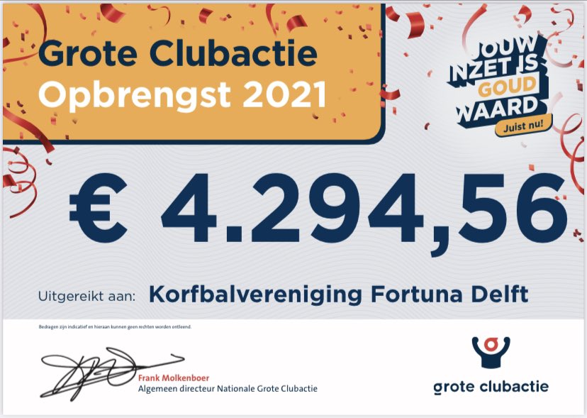 Fortuna_Delft's tweet photo. De finale opbrengst voor onze club!
#samengedaan #vierhetsucces https://t.co/5BCwguzMqd