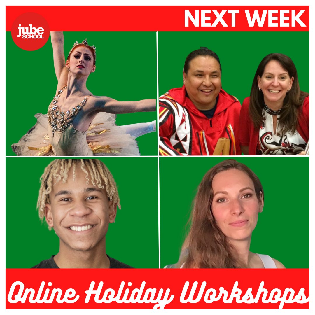 Our free Online Holiday Workshops are next week! Register your class now: linktr.ee/jube_school #yyc #yeg #yycarts #yegarts #onlineworkshops #alberta #albertarts