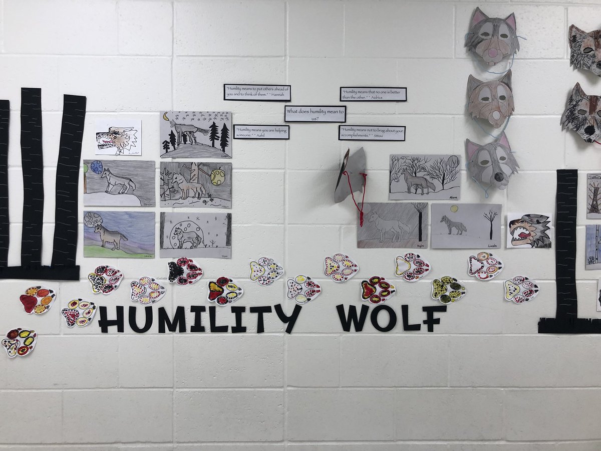 NewBrightonSch1's tweet photo. Our Grade 2s continue to lead us in our school-wide project of displaying Humility #sevensacredteachings within our school. Additionally, all students of NBS have set a goal in supporting Loonies for Lunches. We’re almost there everybody!!! #wearecbe #indigenouscbe https://t.co/5KWtiDiHy9