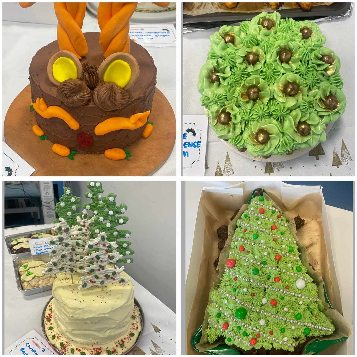 bhr_neurotherap's tweet photo. The Great Christmas Bake-Off
Our star judges had a tough job but here are the winners ☺️

Best Festive Design:
🥇 1st - Christmas Forest Red Velvet Cake
🥈 2nd - Chocolate Christmas Tree

Best Taste:
🥇 1st - Rudolf the Red Nose Carrot Cake
🥈 2nd Naked Chocolate Marble Cake https://t.co/AsWLEHWmwn