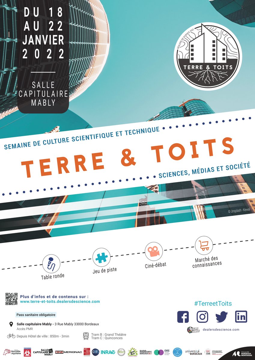 AssociationDDS's tweet photo. 📢 SAVE THE DATE ! Les #DealersdeScience sont fièr·es de vous annoncer leur nouvelle Semaine de Culture Scientifique et Technique sur le thème de l'habitat 🏠🌳 #SCS2022 #TerreetToits
Venez découvrir l’habitat humain, animal et végétal dans toute sa richesse ! https://t.co/kro4J5HNC2