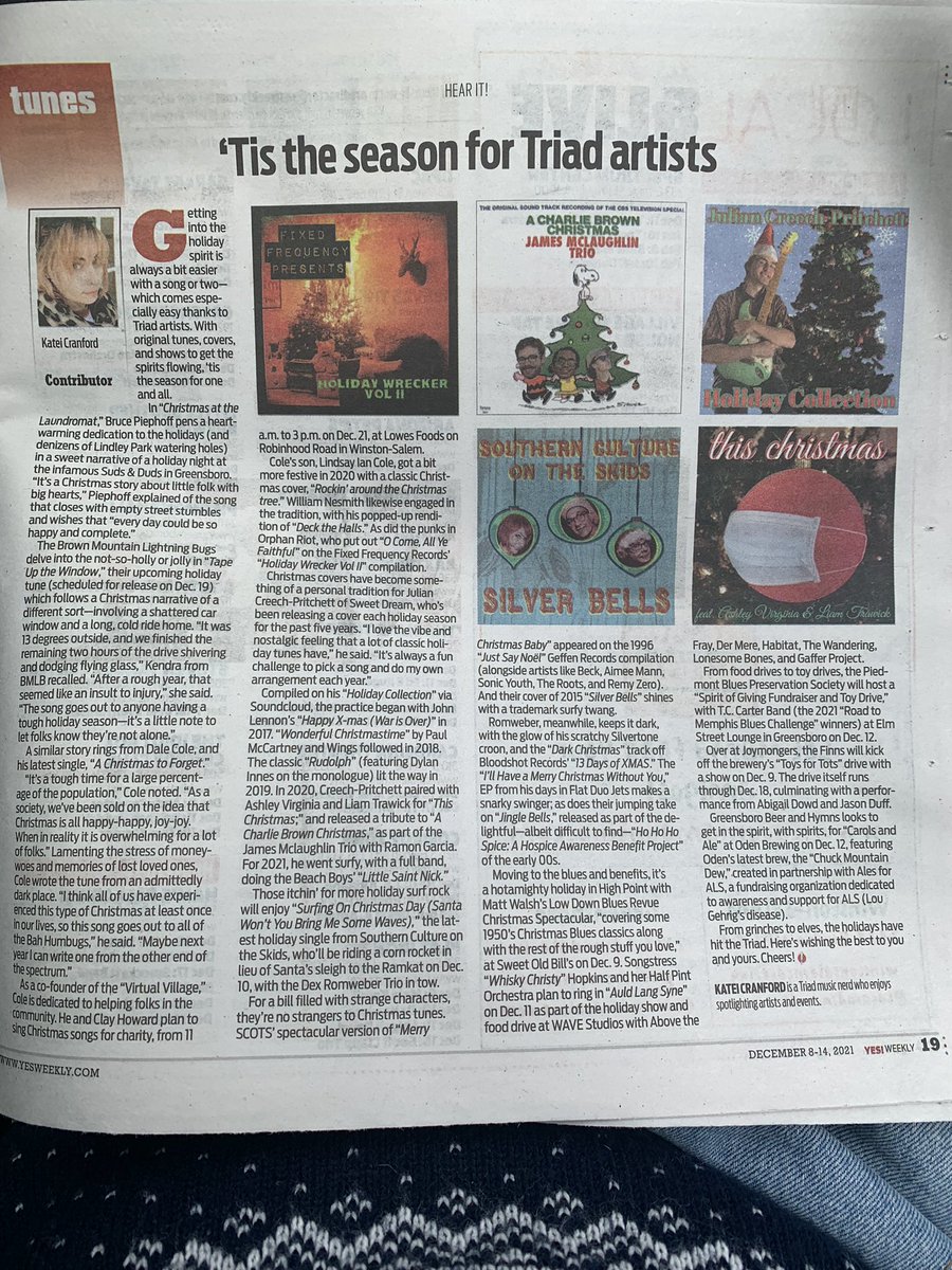 sweetdreamband's tweet photo. we’re in print again! Thanks to @tourreportnc and @yesweekly for the coverage on our holiday cover tunes! We ❤️ Y!W #ksttr
Check out the full article (print page 19): https://t.co/8F7YLK2sOJ
Holiday Collection playlist: https://t.co/WJ7FSqRr7X https://t.co/9XcIXzqKbU