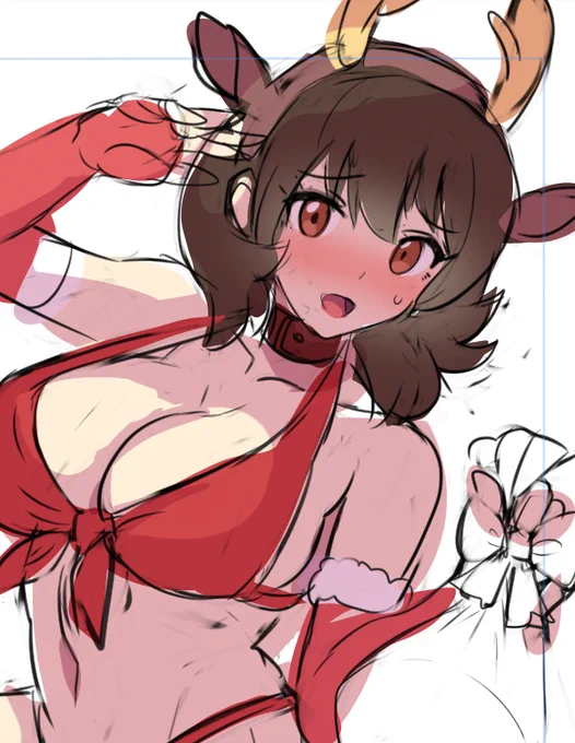 FANBOX限定イラスト、カラーラfまで進行。本日～あすにかけての公開となりそうです。 