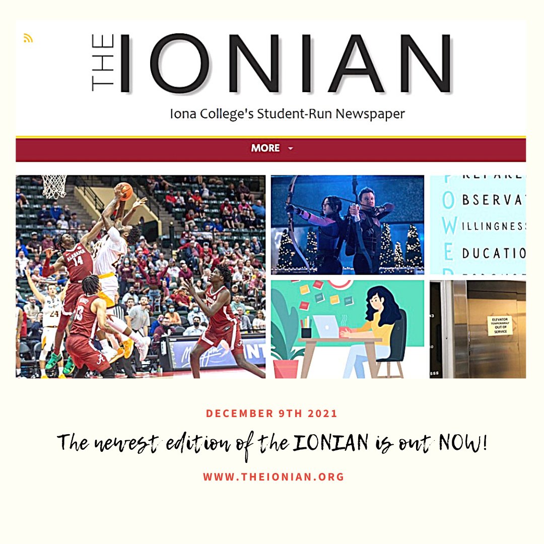 IonianNewspaper's tweet photo. The LAST issue of the semester has just been released! Check out everything from Iona MBB's win over No. 10 Alabama to exciting holiday events happening around campus! Pick up a copy or visit https://t.co/WCB1pWVxBV https://t.co/zGId6qBdcG