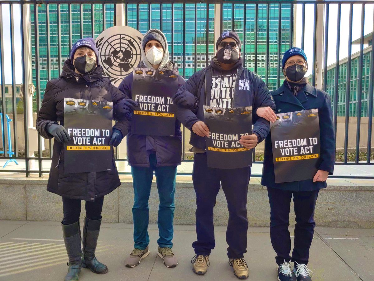 We brought our message to the United Nations Headquarters in NYC. As world leaders attend the #SummitForDemocracy, we are spreading the message that our democracy is at stake! 

We are on the ground in multiple states. Join the movement, text “GOODTROUBLE” to 797979!