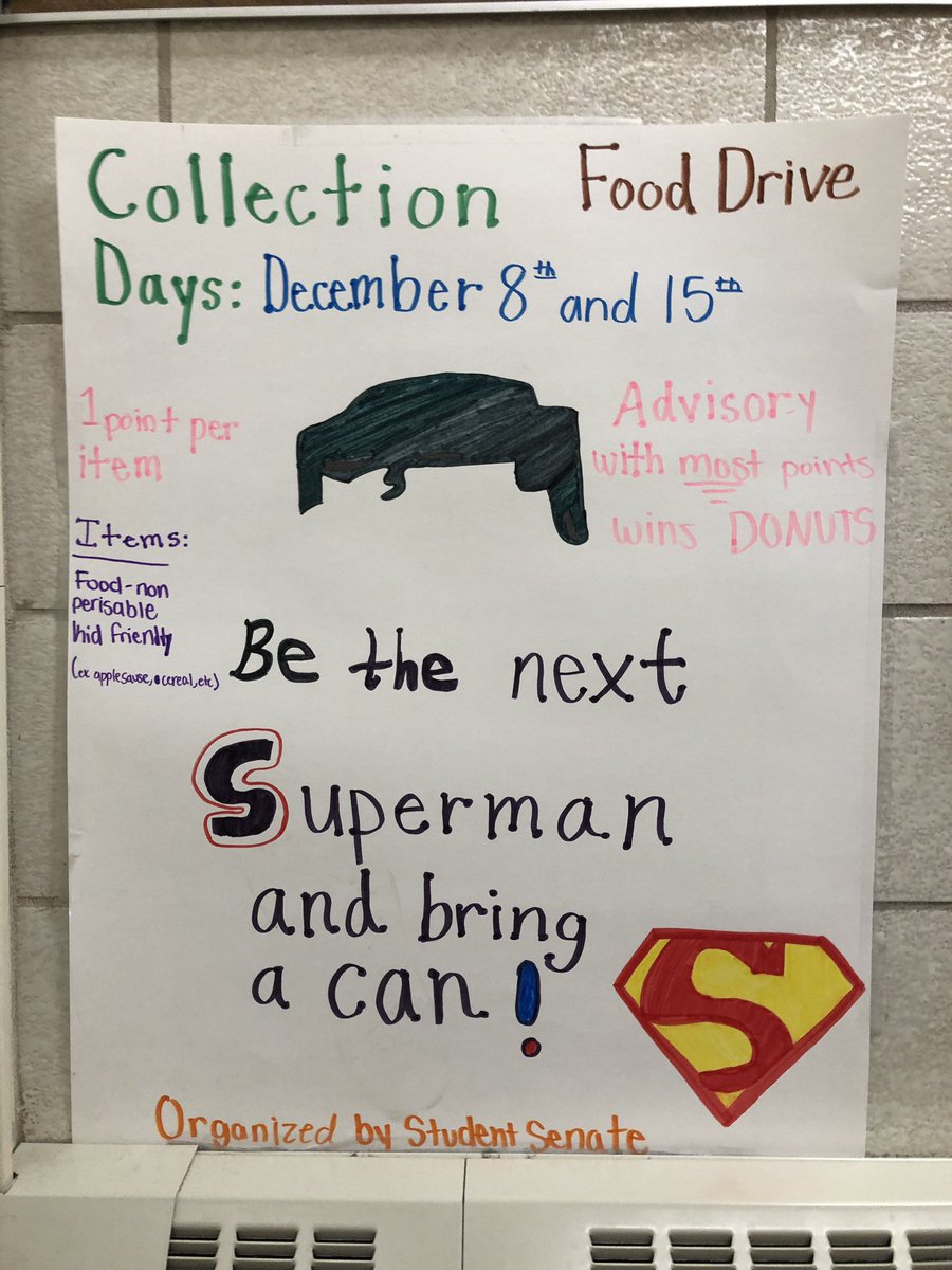 OsseoSenate's tweet photo. Student Senate is doing a food and clothing drive!!! On Wednesday Student Senators will go around advisory classrooms to pick up all the goods. The advisory with the most amount of items will win donuts. Good luck to all! #osseodonates @OSHorioles https://t.co/WVEQXKs5gj