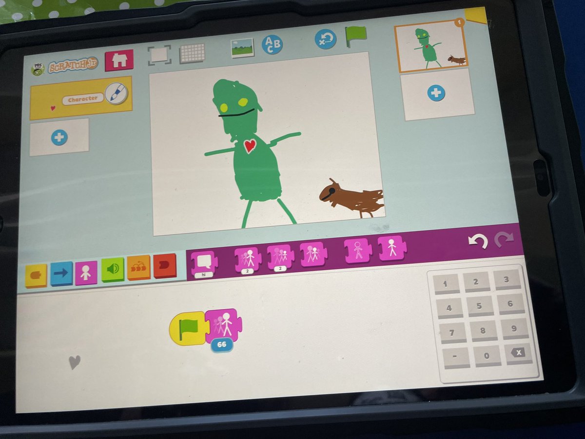 TraciPiltz's tweet image. It’s Grinch Day! 🎄These kindergartners used @PBSKIDS @ScratchJr to code the Grinch’s ❤️ growing. We used 🖌 to draw the Grinch as the background, then added a character &amp;amp; used the 🖌 to draw a ❤️. Ss used the blocks to make his heart grow, then 🔠 to add a label. #csedweek2021