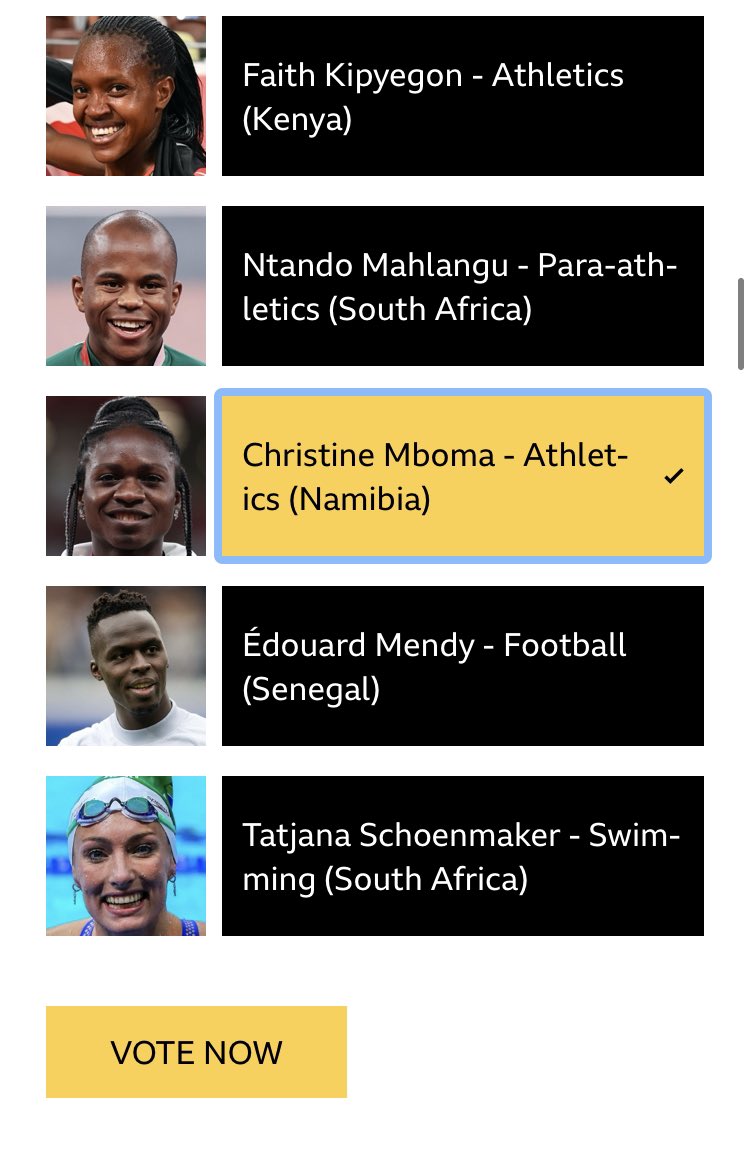 Take 5 seconds of your time a vote this African child CHRISTINE MBOMA. Press on her name and continue to press vote as your little contribution to thank her for all the years of hard work and putting our country on the map. RT and share on other apps.