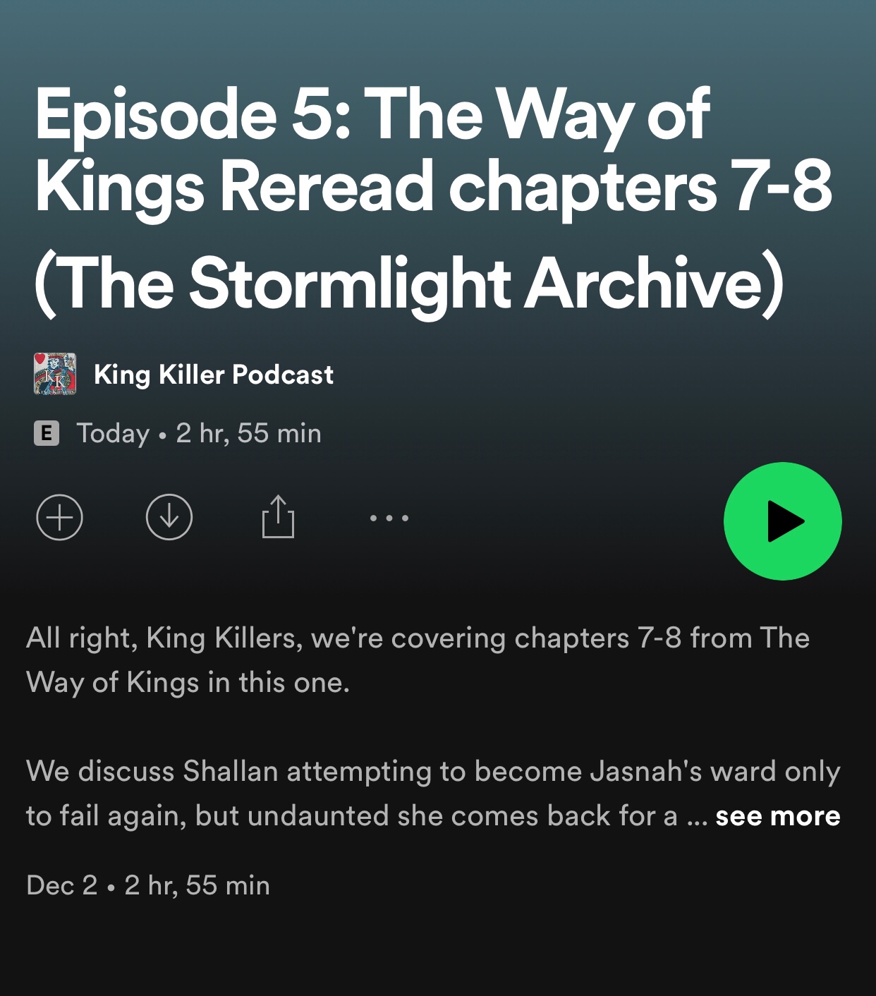 Stormlight Archive Episode number 1 : The Way of Kings (1 of 5)