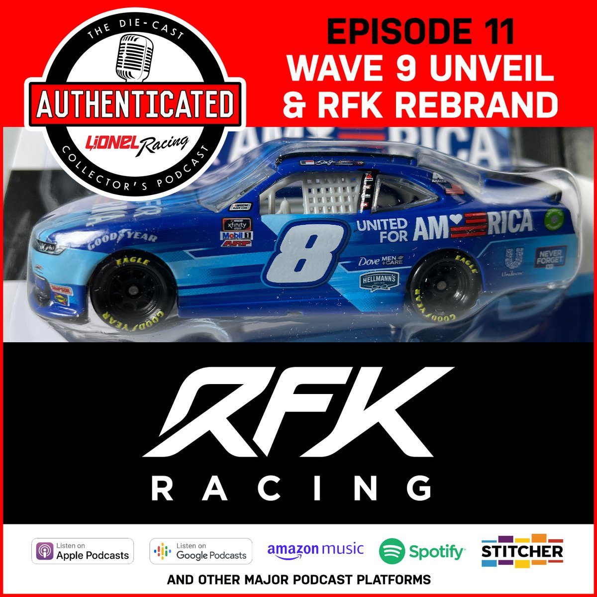 Lionel_Racing's tweet photo. The latest "Authenticated" podcast is live!
🚗#NASCAR Authentics Wave 9 Reveal
🟩@RFKracing's Amanda Palmer talks team rebrand for 2022
🎨Fresh Paint
🎅#DiecastSanta last call & more
Stream: https://t.co/2T5ILDxeiD
Apple: https://t.co/tBZ7DPl4Kv
Google: https://t.co/JZWQBB1bJ1 https://t.co/xmn7rAVjBS