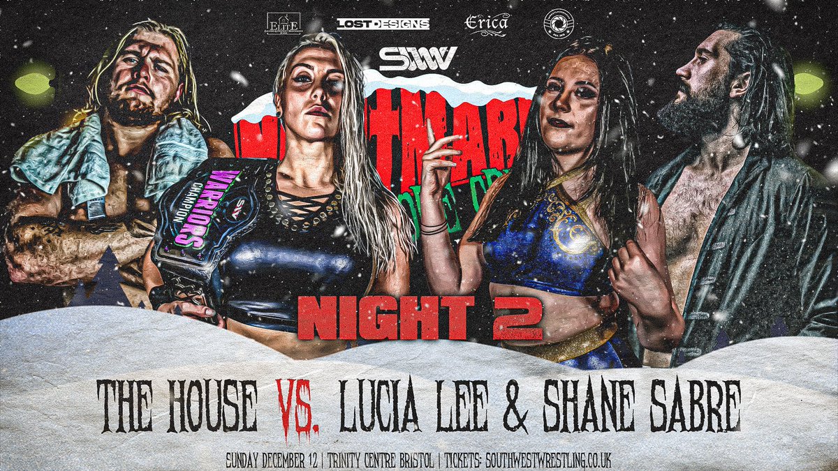 swwwrestling's tweet photo. On NIGHT 2...
The House Vs. Lucia Lee & Shane Sabre
Chris Adams Vs. Axel Carter
Man Like Dereiss Vs. Gordon or Angelo
Night 2 | Sunday Dec 12 | Trinity Centre, Bristol (SOLD OUT)
🎟 https://t.co/VHBE9AengU
#SWW #NBCWeekender🎄#Night1 #Night2 #Wrestling #Cinderford #Bristol https://t.co/ly0VHmTFMB