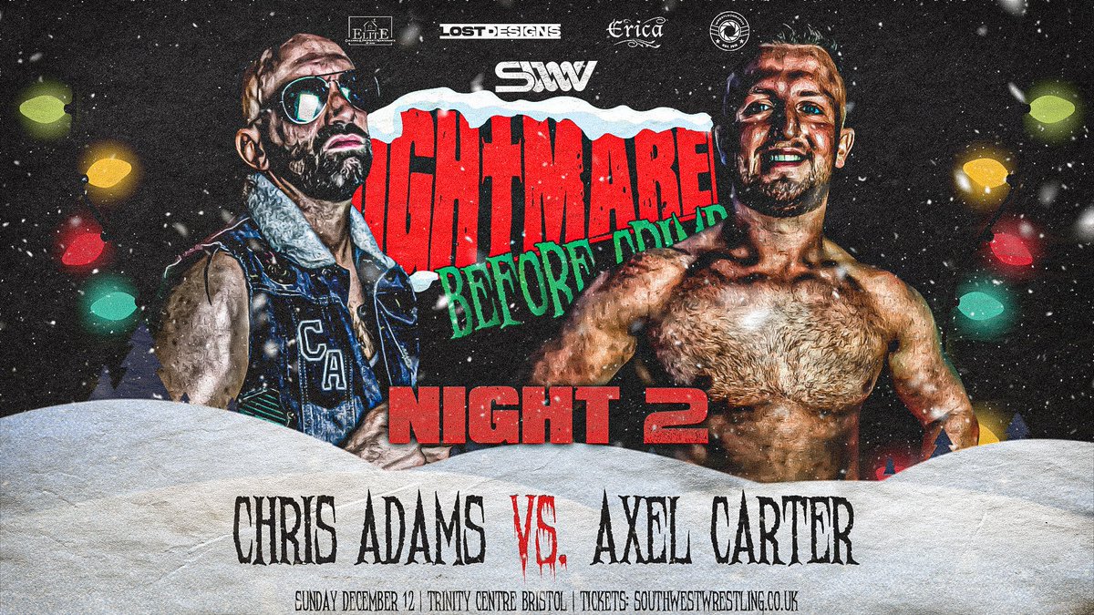 swwwrestling's tweet photo. On NIGHT 2...
The House Vs. Lucia Lee & Shane Sabre
Chris Adams Vs. Axel Carter
Man Like Dereiss Vs. Gordon or Angelo
Night 2 | Sunday Dec 12 | Trinity Centre, Bristol (SOLD OUT)
🎟 https://t.co/VHBE9AengU
#SWW #NBCWeekender🎄#Night1 #Night2 #Wrestling #Cinderford #Bristol https://t.co/ly0VHmTFMB