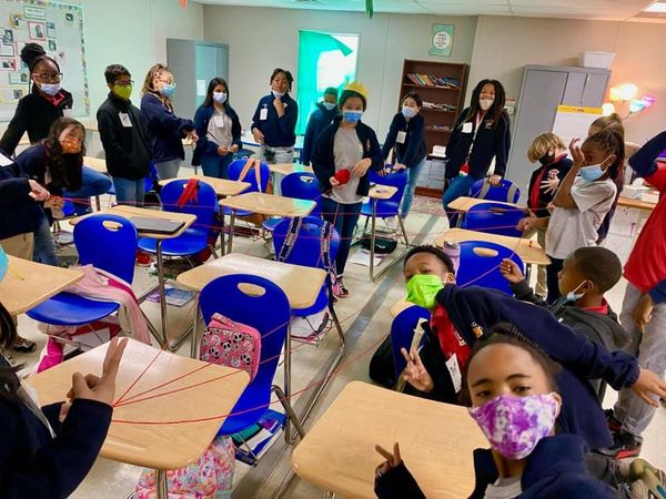 LISA_West_K5's tweet photo. Mrs. Sasnette’s fifth grade classes did an activity to learn about the interconnectedness of food webs!! What a fun and engaging lesson! ❤️ #LISALearns https://t.co/DOGB42u8TI
