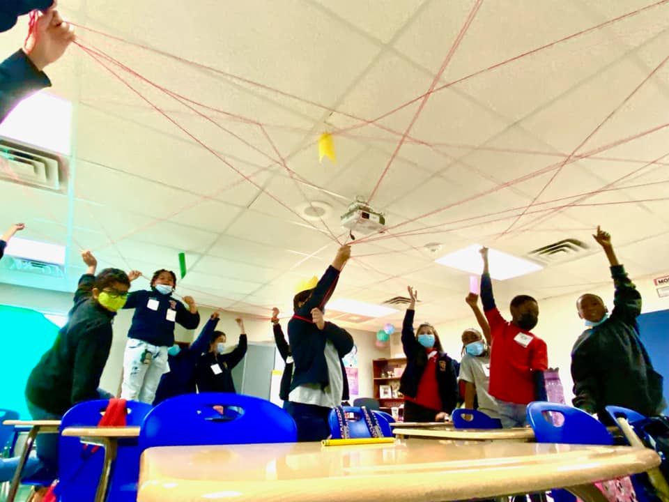 LISA_West_K5's tweet photo. Mrs. Sasnette’s fifth grade classes did an activity to learn about the interconnectedness of food webs!! What a fun and engaging lesson! ❤️ #LISALearns https://t.co/DOGB42u8TI
