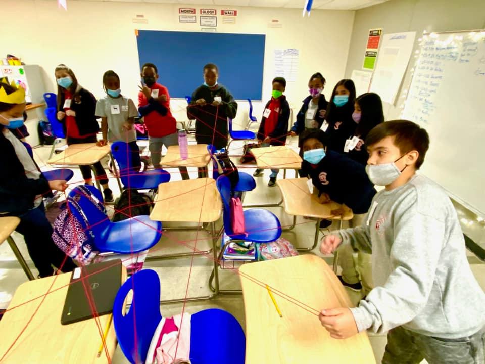 LISA_West_K5's tweet photo. Mrs. Sasnette’s fifth grade classes did an activity to learn about the interconnectedness of food webs!! What a fun and engaging lesson! ❤️ #LISALearns https://t.co/DOGB42u8TI