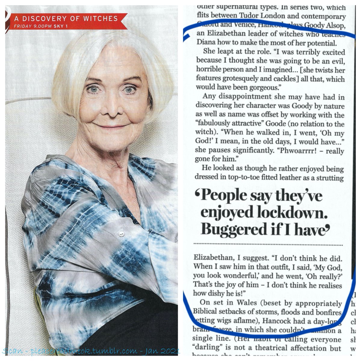 PleaseReadMeOK's tweet photo. I do love that fact that Sheila Hancock thought that Matthew Goode was “fabulously attractive.” 
“When he walked in, I went, ‘Oh my god!’.” [Radio Times]

[📷my scan from RT]
#matthewgoode #sheilahancock #adiscoveryofwitches #adow #adows2 #adow2 #adowrewatch https://t.co/L1zuBrUioW